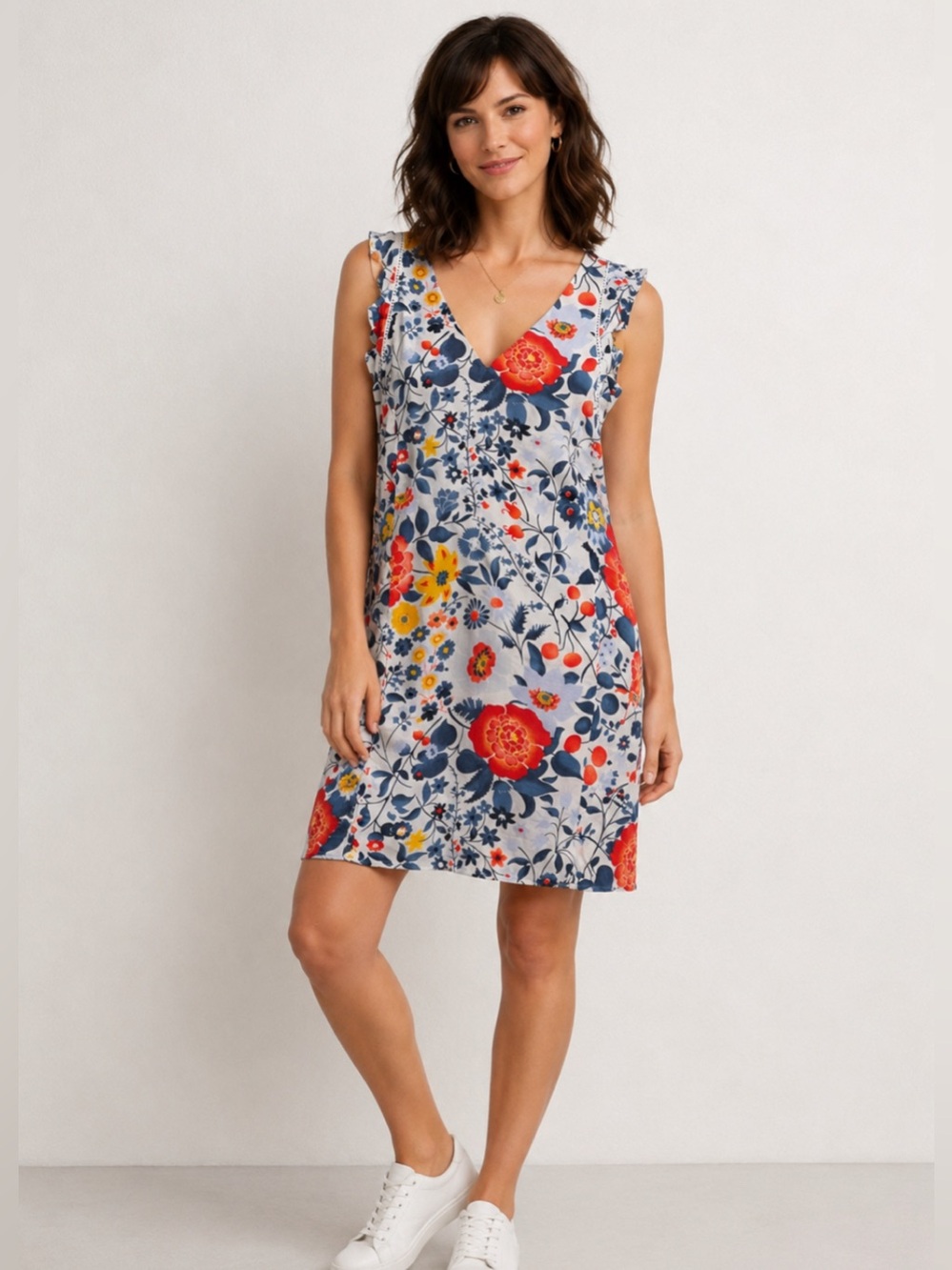 LOFT floral summer butterfly sleeveless Dress Boho Garden Party Size small NWT
